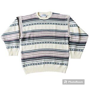 Rugged wear Striped fisherman Crew Neck women's Sweater. Size Large